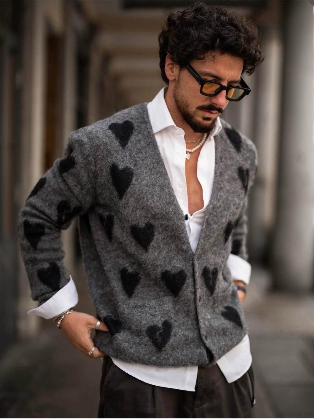 Allsaints Amora Heart Cardigan In Gray